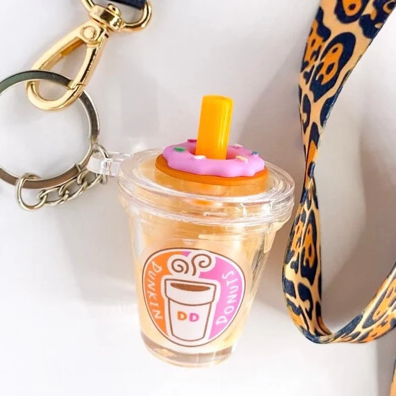 dunkin donuts inspired iced coffee keychain | coffee gift | mini drink | doughnuts | coffee lover... | Etsy (US)