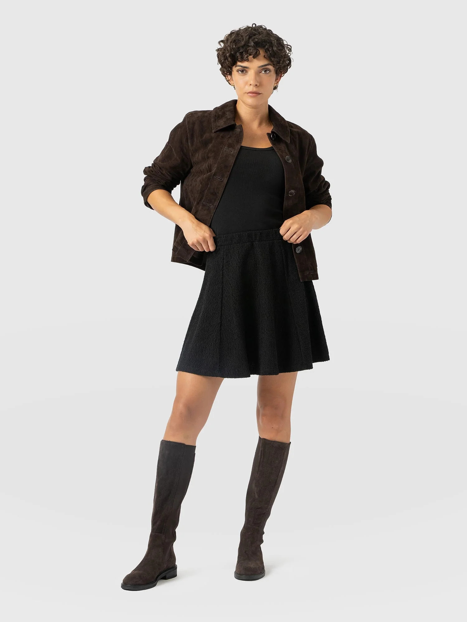 Macie Mini Skirt - Black Boucle | Saint + Sofia UK