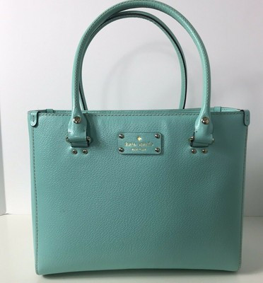 Kate Spade New York Large Quinn Wellesley Fresh Air Blue Leather Satchel / Tote | eBay US