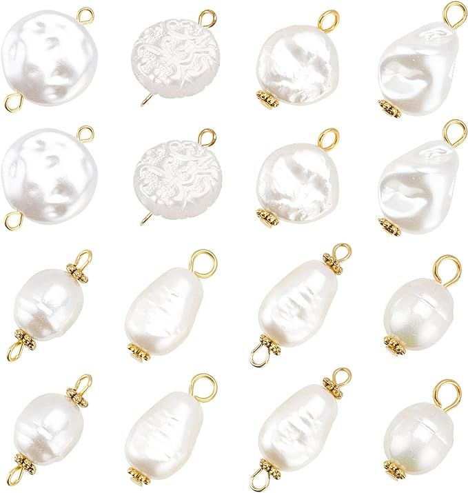 PandaHall 80Pcs Pearl Pendant Connectors, 8 Style Irregular Pearl Bead Links White ABS Plastic Pe... | Amazon (US)