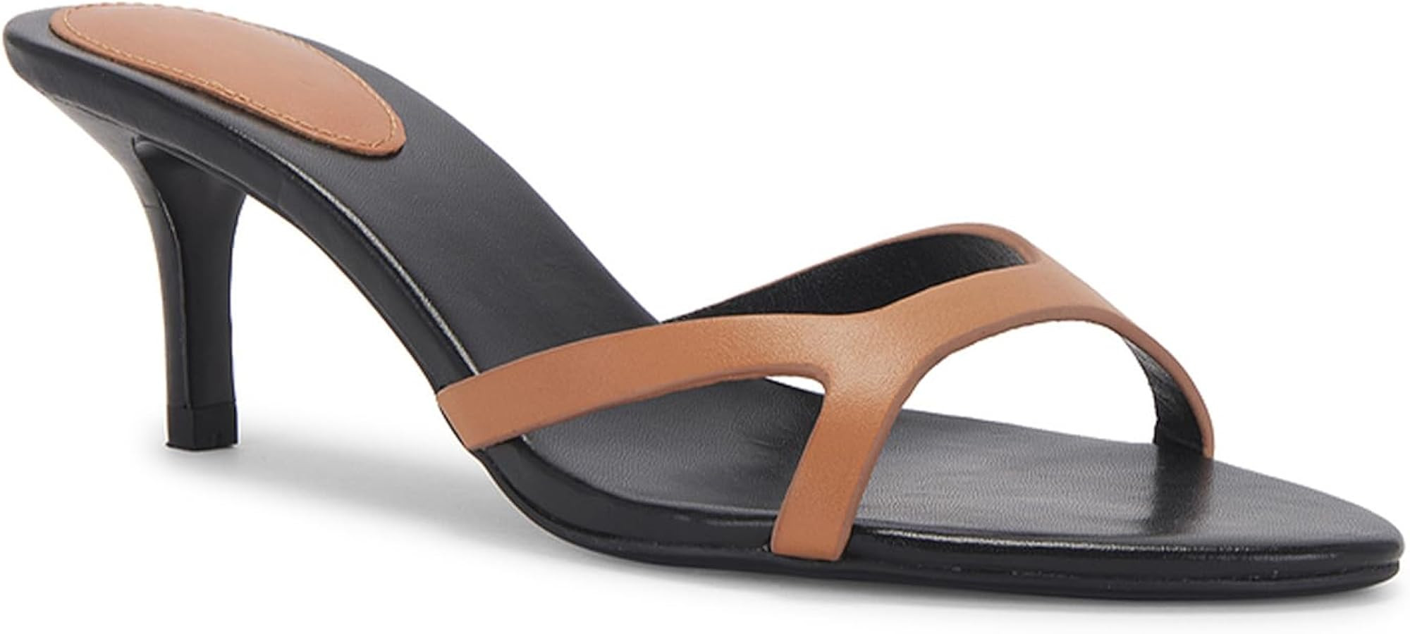 QIV Kitten Heels for Women Single Strap Low Heel Open Toe Mule Shoes Non Slip Sandals | Amazon (US)