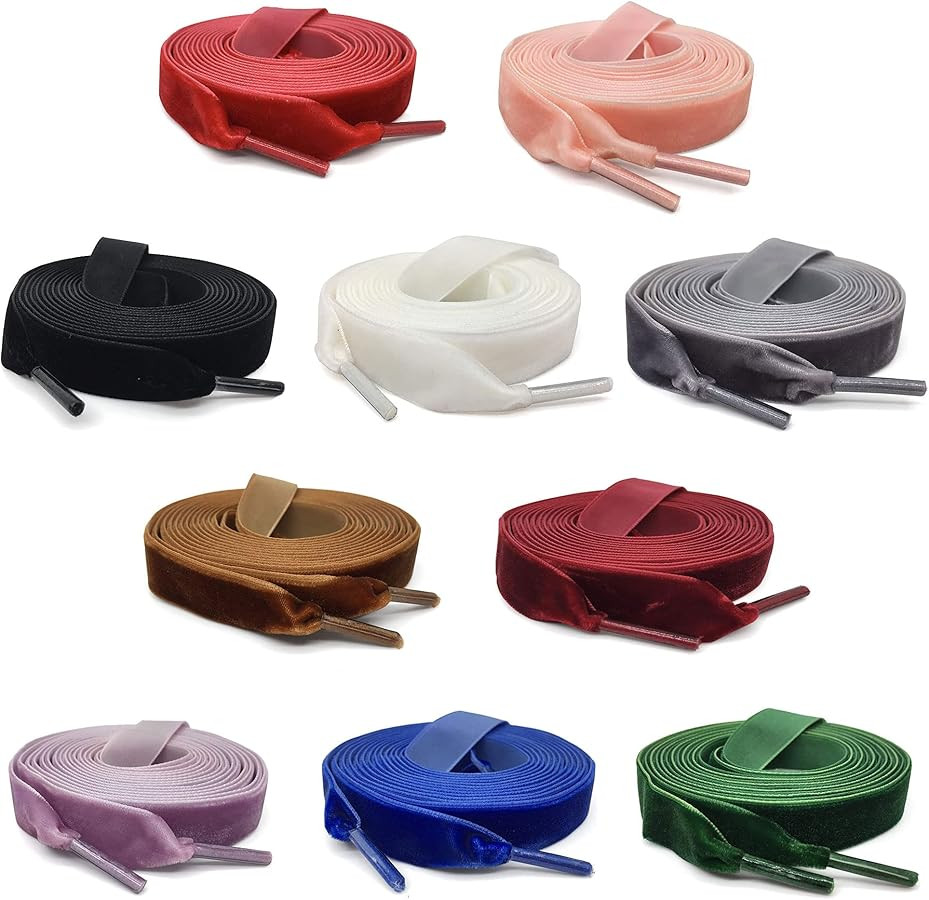 TXIN 10 Pairs Velvet Shoe Laces Flat Shoelaces for Women Girls, 10 Colors 120 cm Long Velvet Shoe... | Amazon (US)