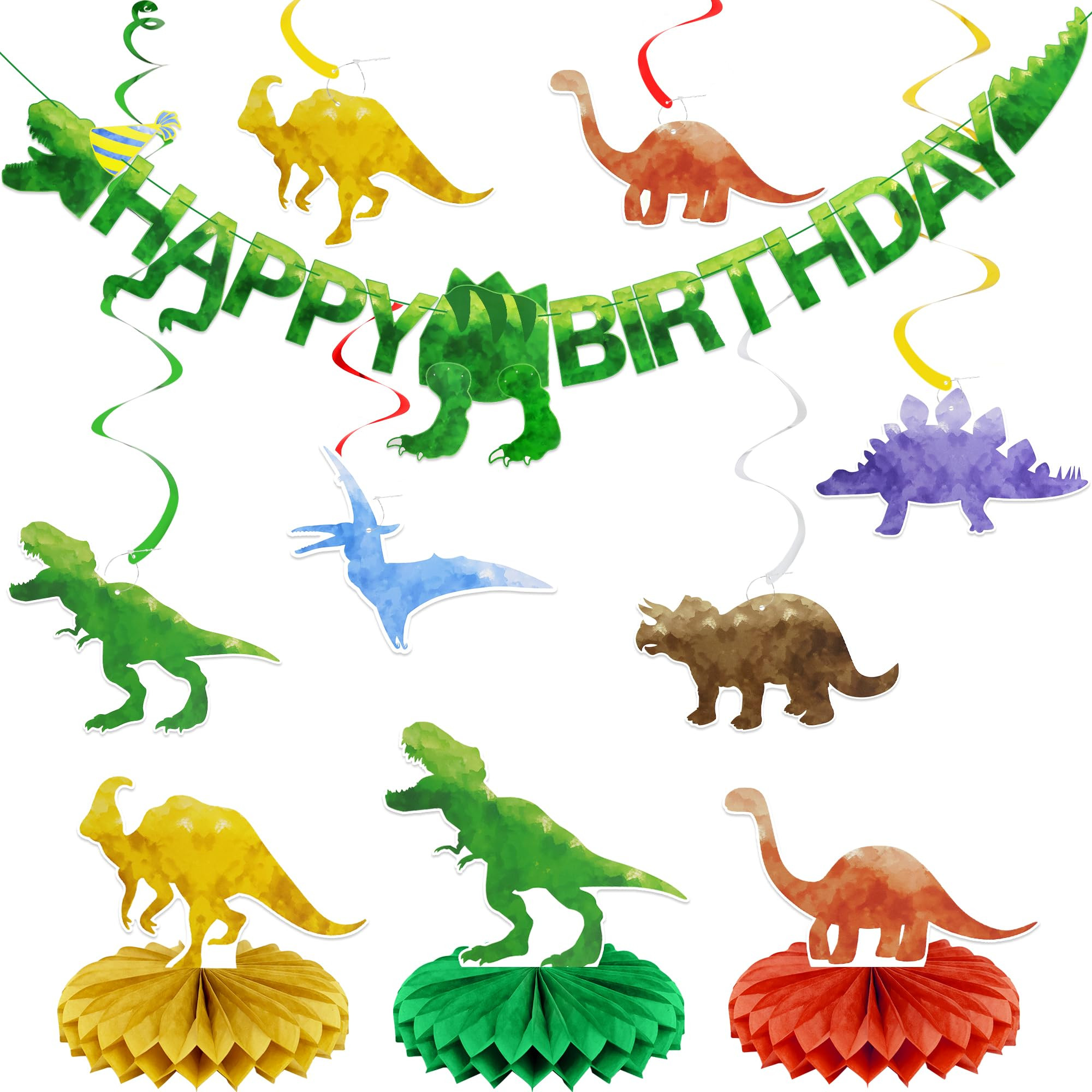Pre-Strung Dinosaur Happy Birthday Decorations Banner Party for Boys Girls Kids,Dino Theme Hangin... | Amazon (US)