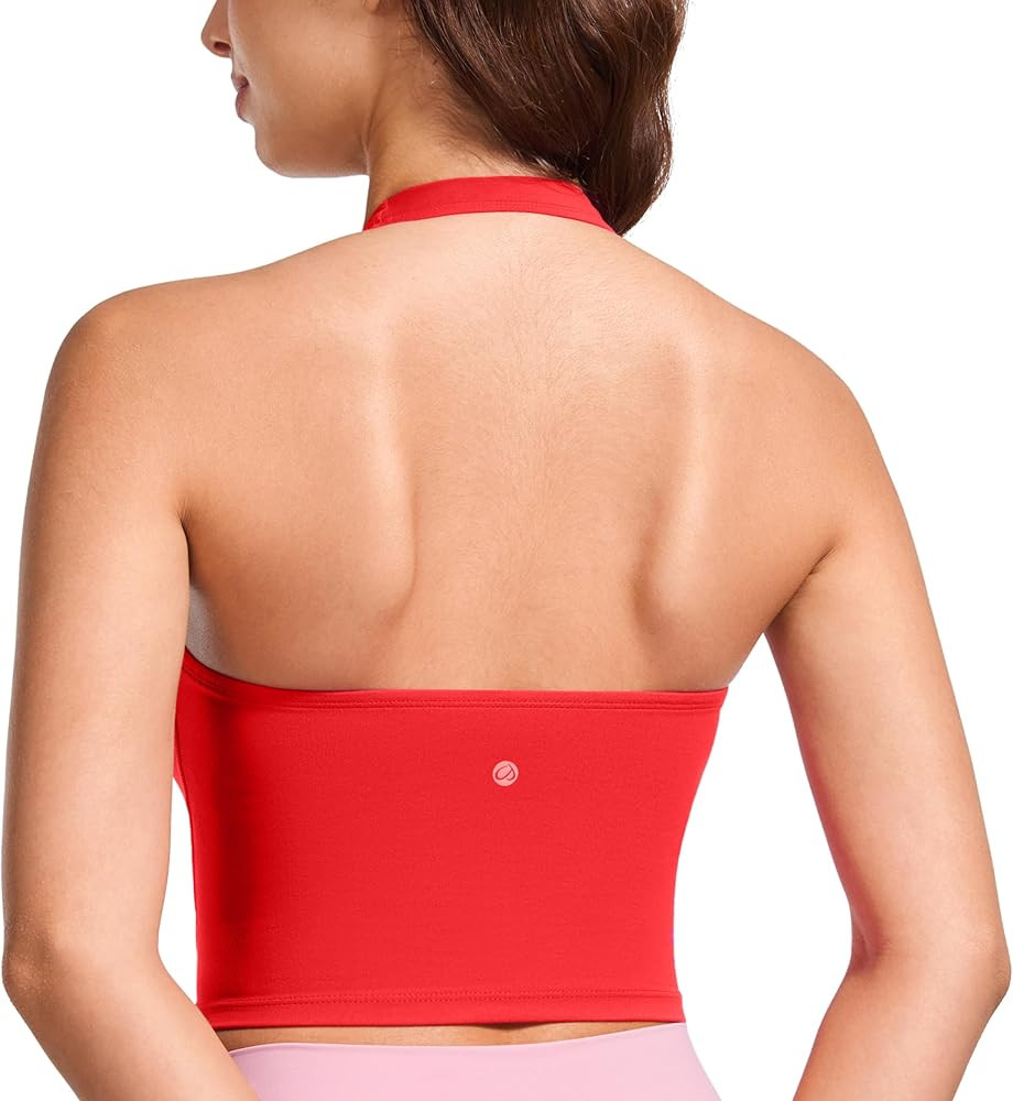 CRZ YOGA Butterluxe Halter Longline Sports Bra Crop Tops | Amazon (US)