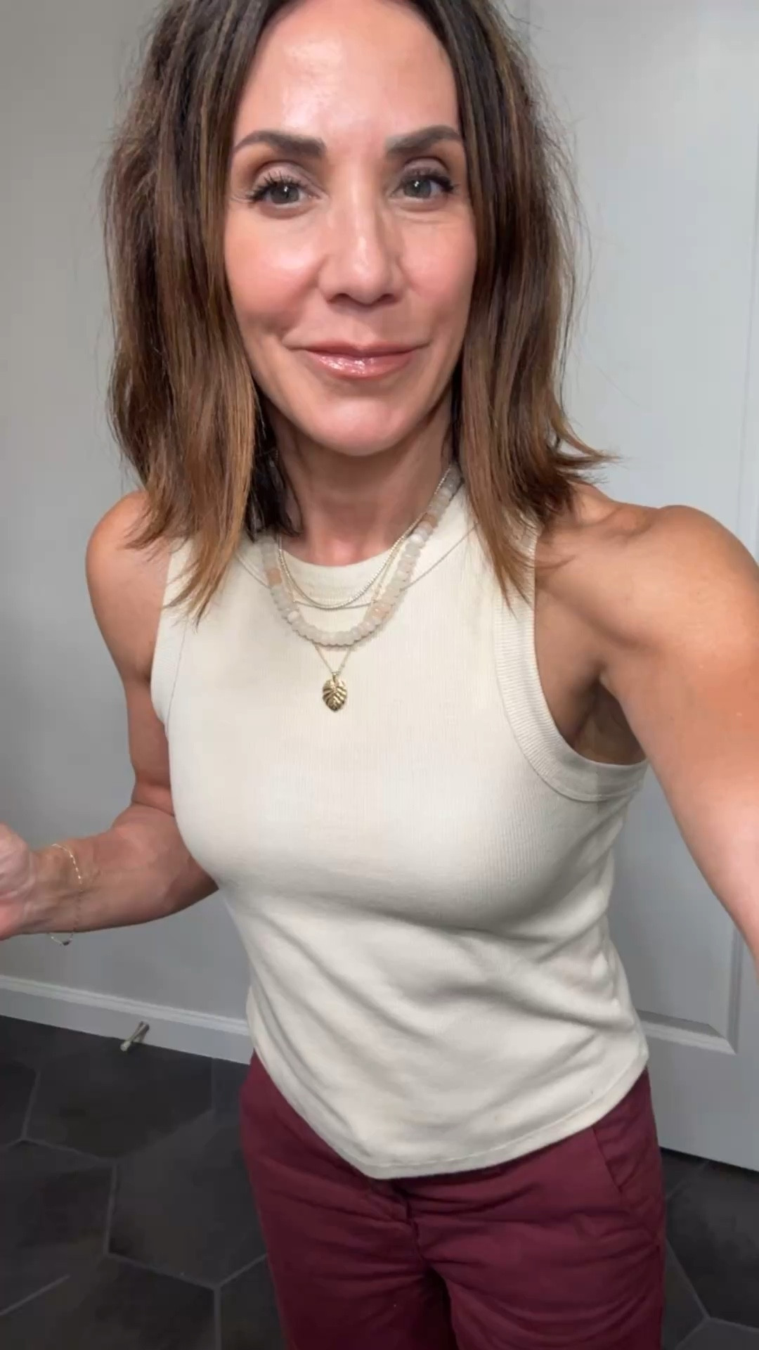 Casual ans comfy
Elevated look
Wearing size 0 in pants
Size Small in tank 

#LTKOver40 #LTKootd #LTKgrwm