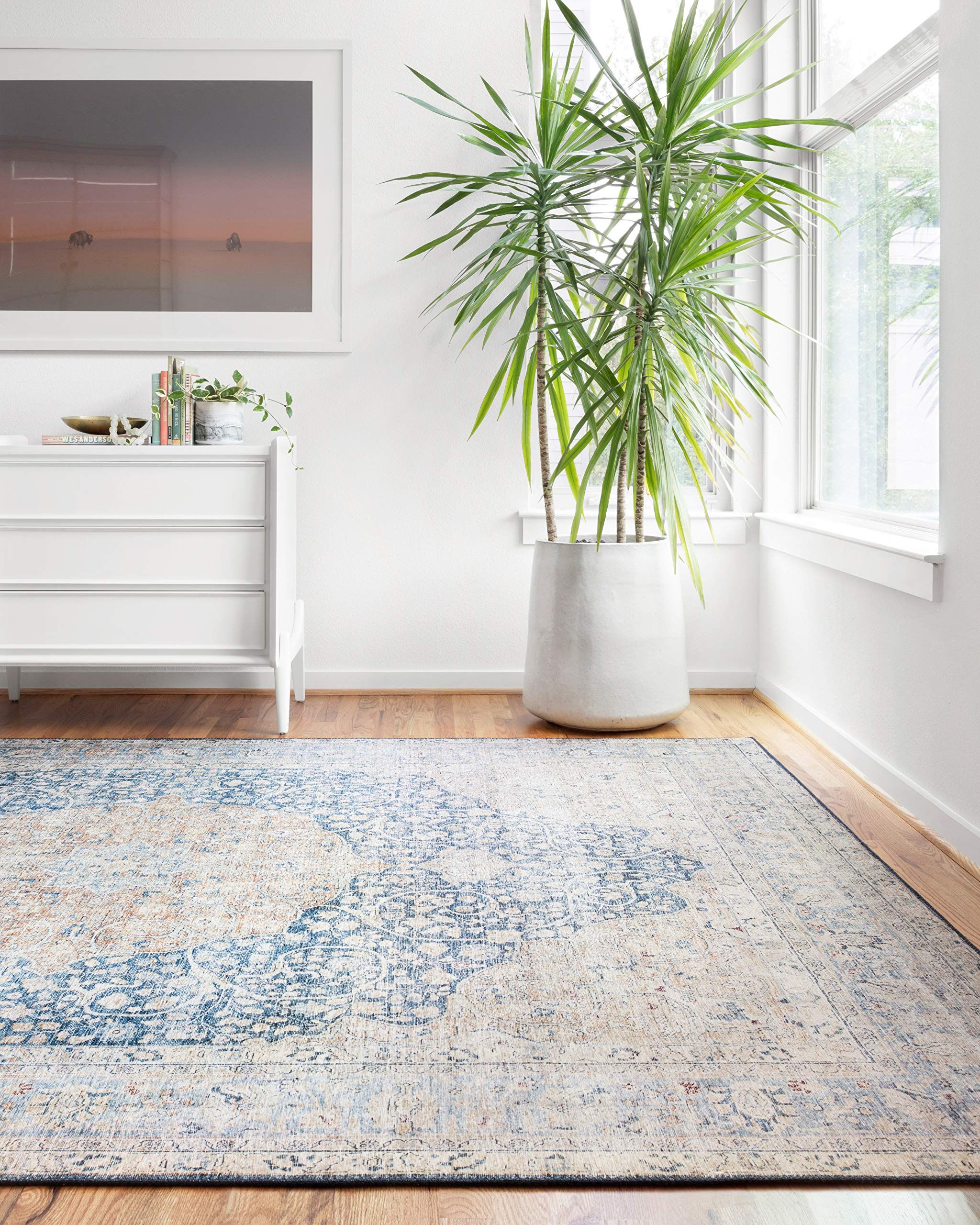 Loloi II Hathaway Collection HTH-02 Denim/Multi, Traditional 7'-6" x 9'-6" Area Rug & Layla Colle... | Amazon (US)