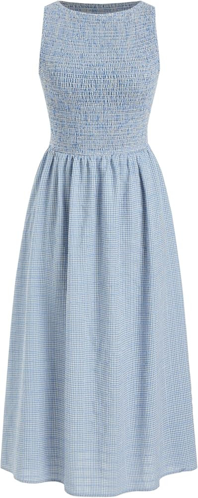 CIDER Summer Midi Dress for Women Sundress Casual Sleeveless Boat Neck Long Milkmaid Dress Beach ... | Amazon (US)