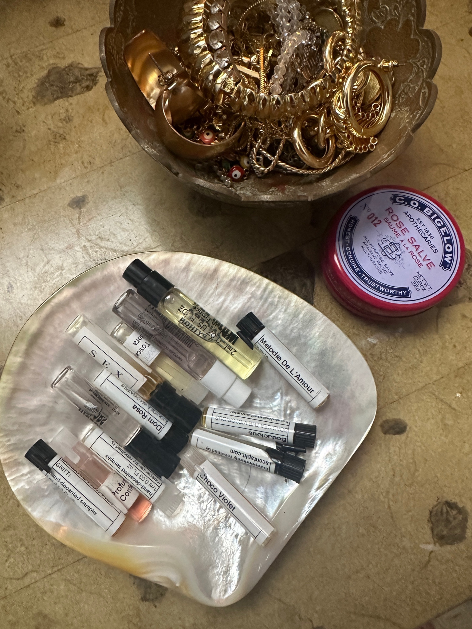 on my nightstand: perfume samples and jewelry

#LTKbeauty #LTKhome #LTKfindsunder50