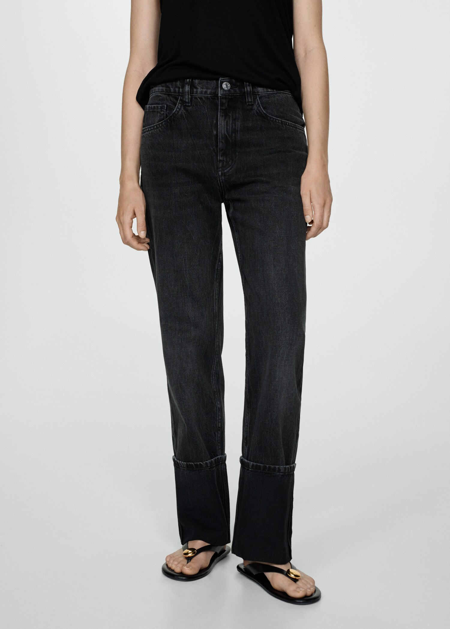 Turned-up straight jeans - Women | MANGO USA | Mango (US/MX/AU)