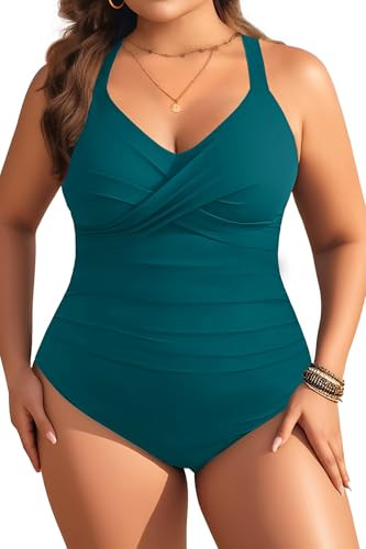 Aqua Eve Plus Size One Piece Swimsuit - Women's Tummy Control Bathing Suit Retro Full Coverage Sw... | Amazon (US)