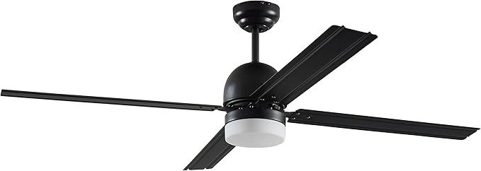 Amazon Brand – Rivet Modern Straight Blade Remote Control Flush Mount Ceiling Fan with Integrat... | Amazon (US)