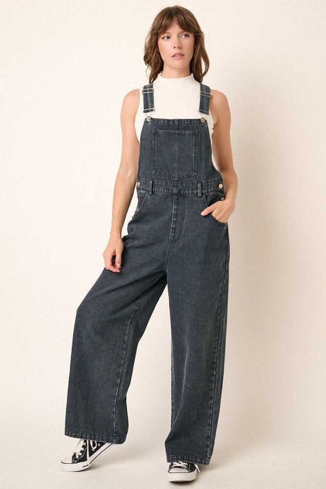 Faded Black Front Pocket Overalls | PinkBlush Maternity