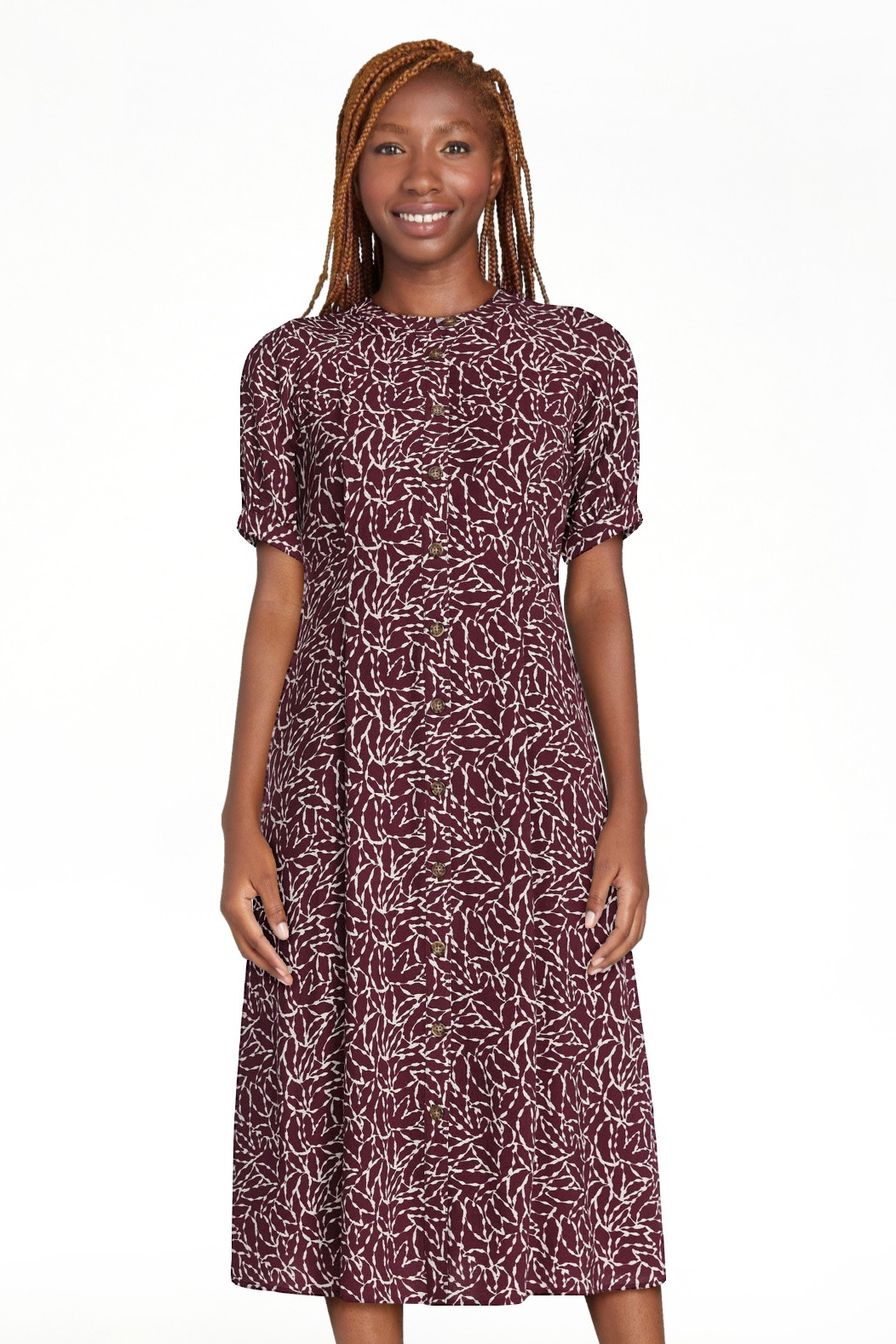 Time and Tru Women's Pleated Midi Shirtdress, Sizes XS-XXXL | Walmart (US)