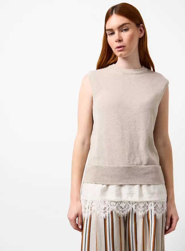 Buy Neutral Sleeveless Lace 2 in 1 Top 14 | Tops | Tu | Tu Clothing