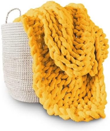 Adyrescia Chunky Knit Blanket Throw | 100% Hand Knit with Jumbo Chenille Yarn (60"x80", Harvest Y... | Amazon (US)