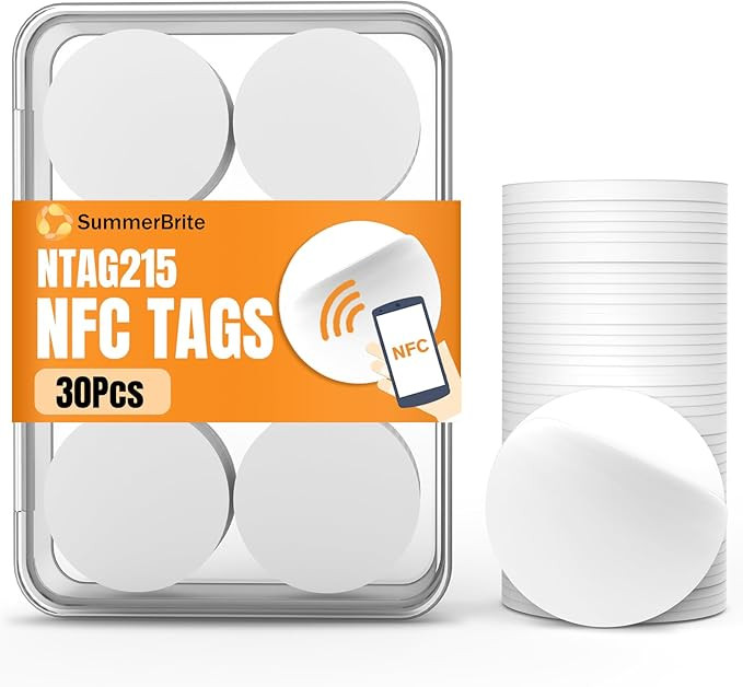30 Pcs NFC Tags NTAG215 Blank NFC Cards Stickers, Rewritable Programmable NFC 215 Chip NFC Coins ... | Amazon (US)