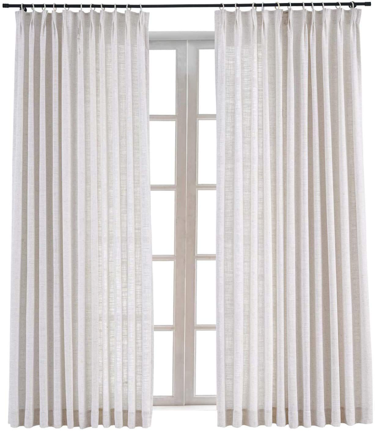 TWOPAGES 52 W x 96 L inch Pinch Pleat Darkening Drapes Faux Linen Curtains Drapery Panel for Livi... | Amazon (US)