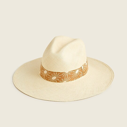 Wide-brim Panama hat with printed band | J. Crew US
