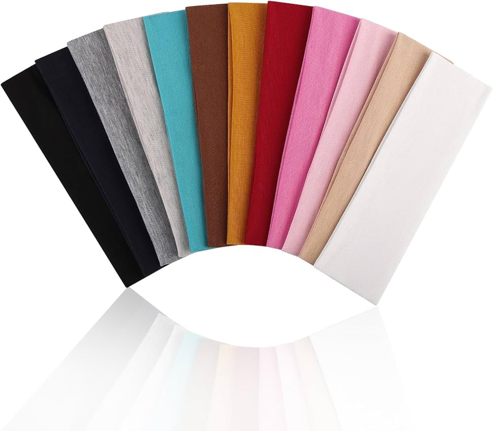 Paquete de 12 diademas para mujer, bandas elásticas de tela para el cabello, antideslizantes par... | Amazon (US)