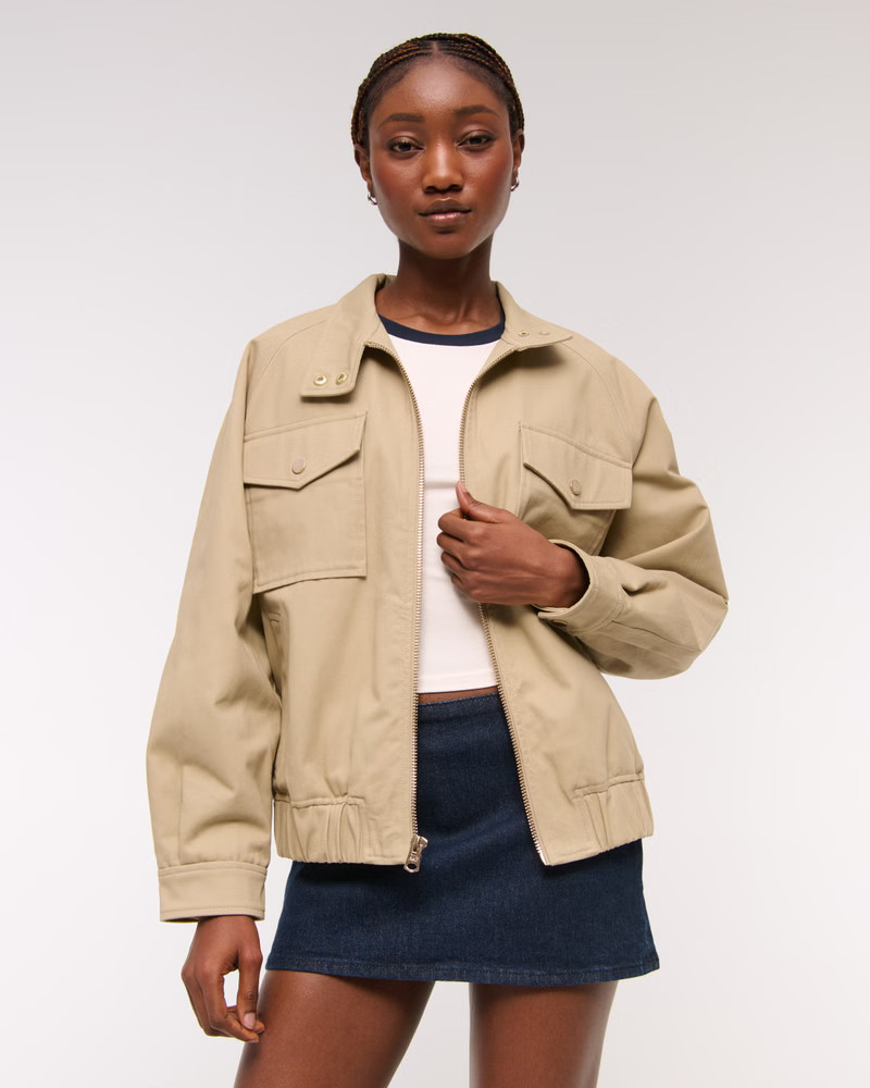 Relaxed Twill Bomber Jacket | Abercrombie & Fitch (US)