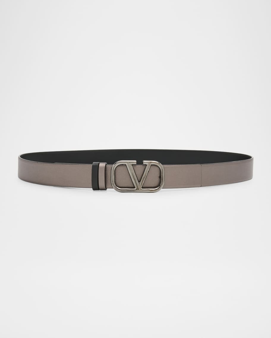 Valentino VLOGO Buckle Reversible Leather Belt | Neiman Marcus
