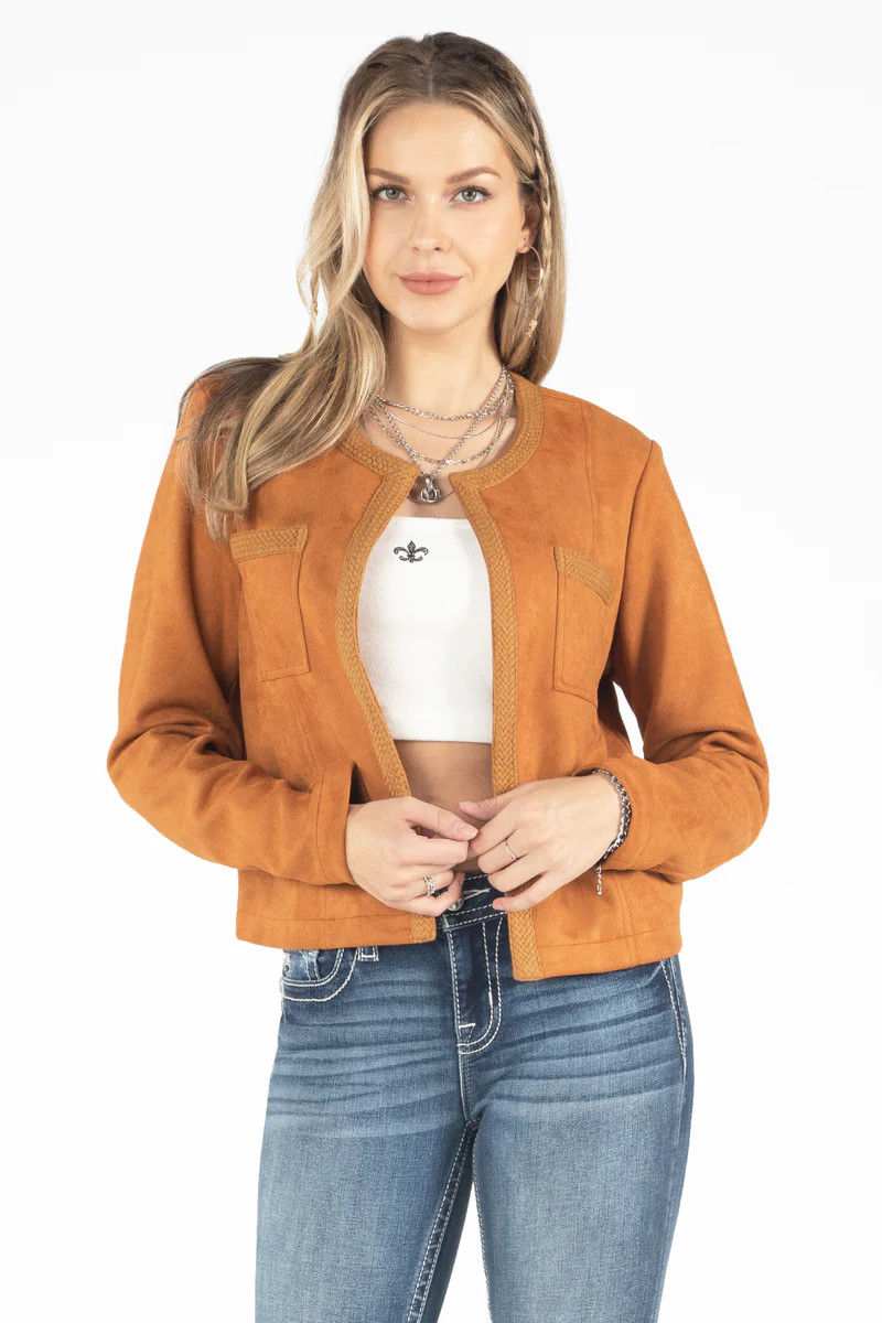 Braided Faux Suede Jacket | Miss Me