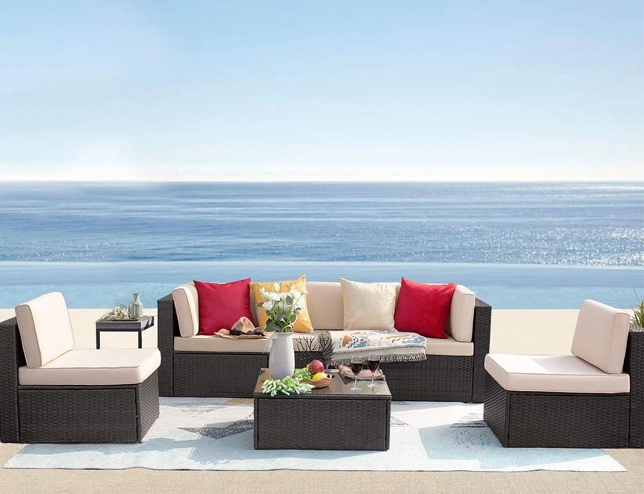 Brayden Studio Bump Outdoor 7 Piece Rattan Sectional Seating Group with Cushions & Reviews | Wayf... | Wayfair North America