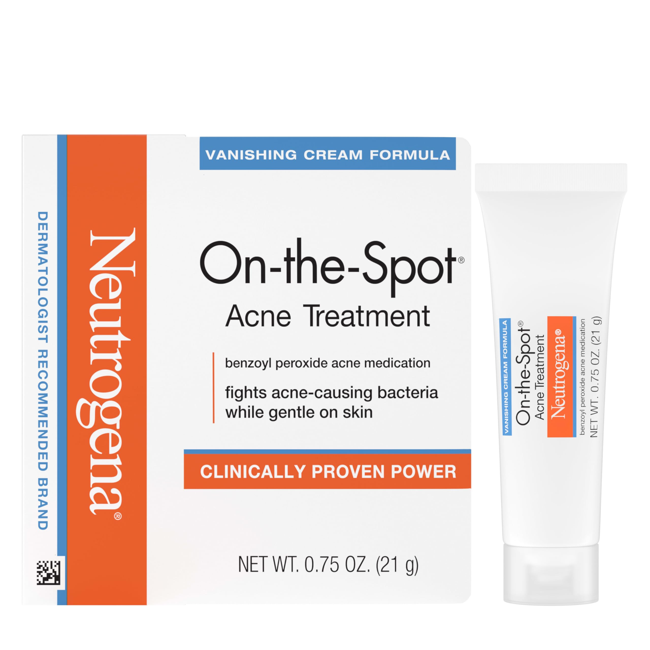 Neutrogena On-The-Spot Acne Spot Treatment Cream with 2.5% Benzoyl Peroxide, Gentle Face Blemish ... | Amazon (US)