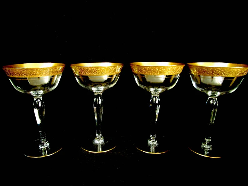 Set of 4 Glastonbury Lotus Champagne Coupes Ramblen Rose | Etsy | Etsy (US)