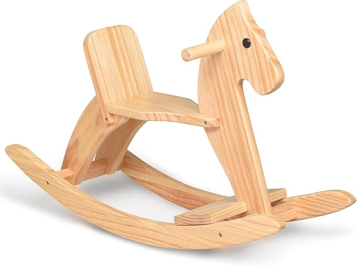 Rocking Horse Wooden Ride On Toy for Kids Classic Design Rocking Horse with Pedal and Safe Backre... | Amazon (US)