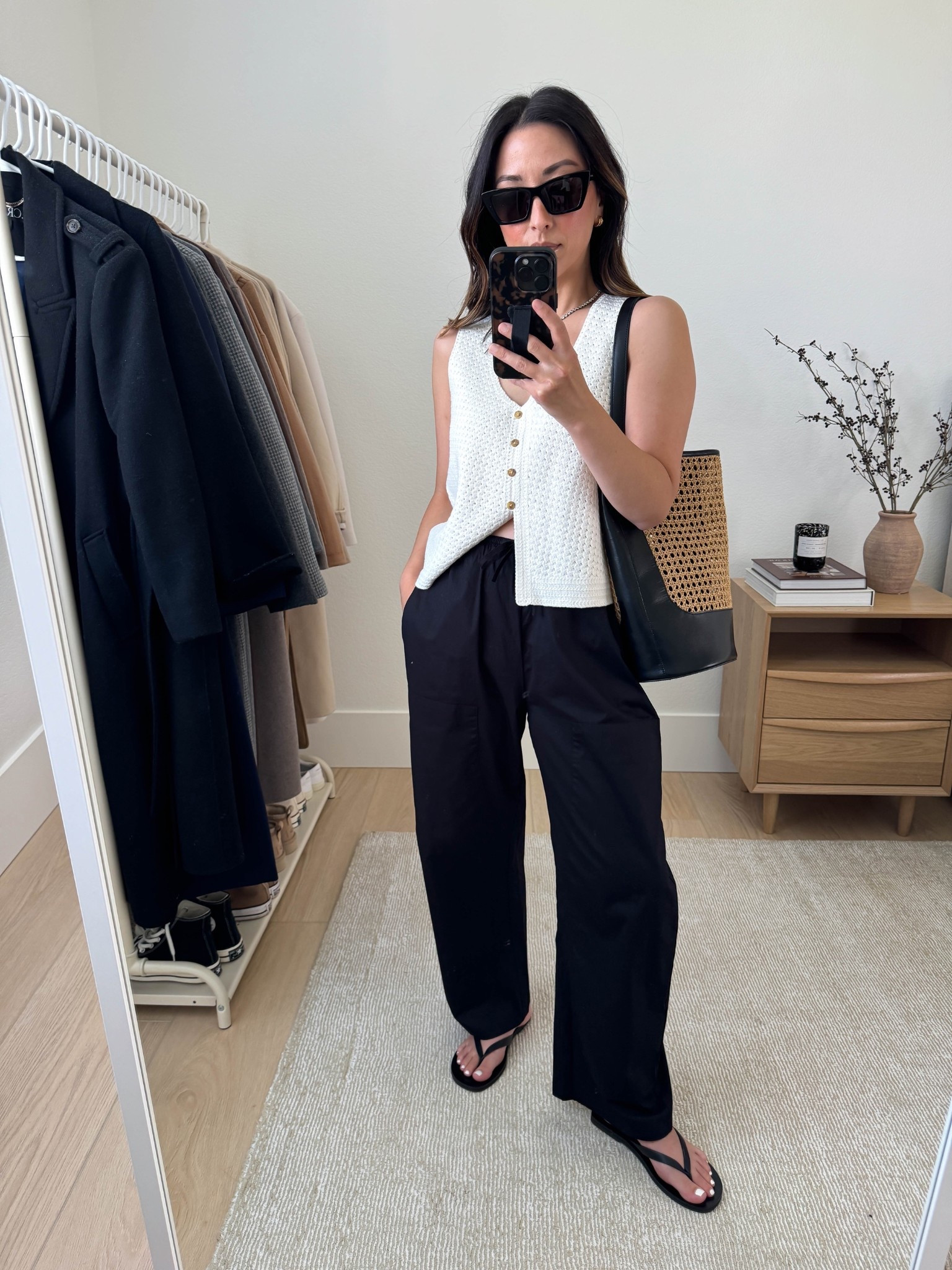 I LOVE a knit tank for summer. They instantly elevate your outfit. This one is stunning and so comfy. Runs tts. I'm wearing a small here and it's a bit big, so I'd need an xs. Also, these poplin pants are amazing! Petite-friendly and light and airy while still having structure. 

Faherty knit tank small. Need the xs
Pistola Pants xs. Petite friendly
J.Crew bucket bag
Madewell sandals 5
YSL Sunglasses
J.Crew earrings
Dorsey James necklace 15"

#LTKPetite #LTKItBag #LTKShoeCrush