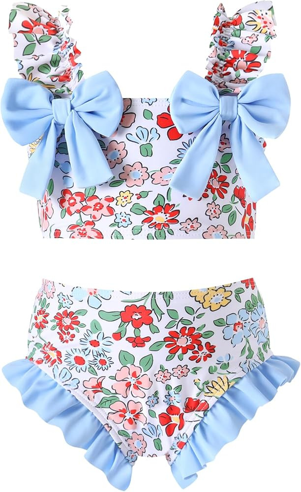 Happy Town Baby Girl Swimsuit Toddler Bathing Suit Girls Summer Ruffle Bowknot Beach Bikini Tanki... | Amazon (US)
