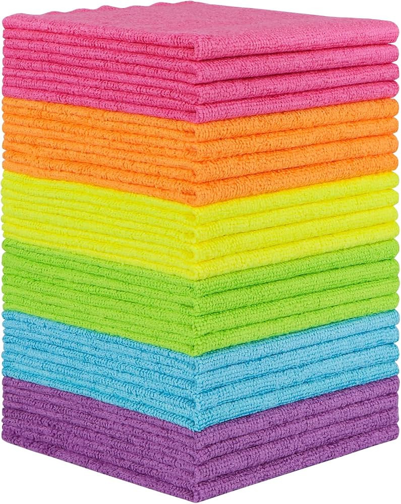 Orighty Microfiber Cleaning Cloth, 24 Pack Highly Absorbent Cleaning Rags, Household Cleaning Sup... | Amazon (US)