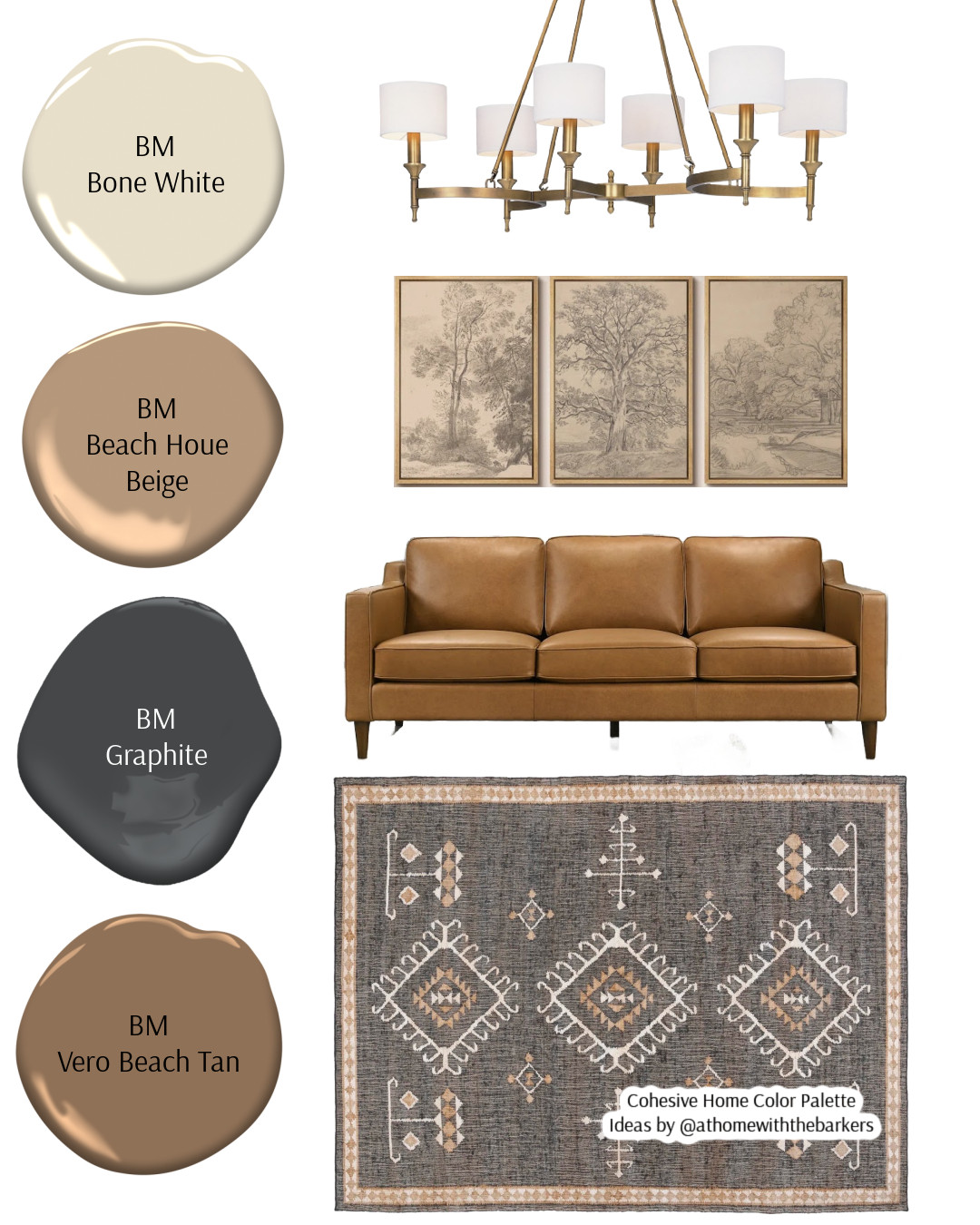 Mixing leather, metallics and contrast for this interior design. Benjamin Moore Bone White, Beach House Beige, Graphite, and Vero Beach Tan. DIY home decorating

#LTKHome #LTKSaleAlert