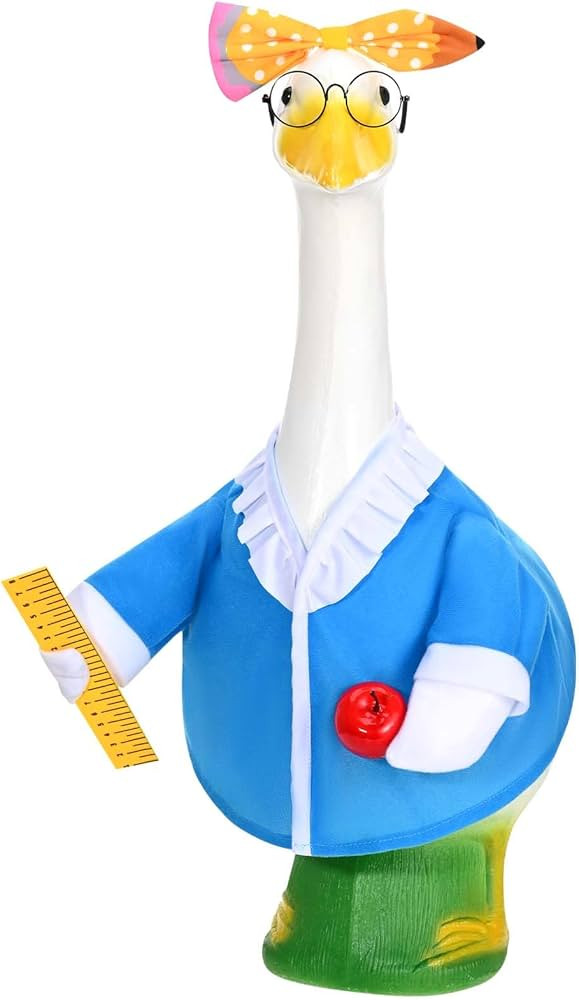 Back to School Porch Goose Outfits 23"/ 17'' Cement Goose Teacher Outfit Lawn Garden Yard School ... | Amazon (US)