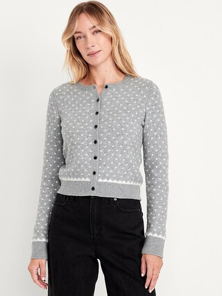 SoSoft Holiday Print Crop Cardigan Sweater | Old Navy (US)