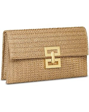 Straw Clutch Purse for Women Designer Evening Handbag Summer Beach Shoulder Crossbody Bag | Straw... | Amazon (US)