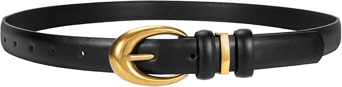 TRIWORKS Women Leather Belt for Jeans Pants Fashion Ladies Skinny Faux Leather Dress belt with Go... | Amazon (US)