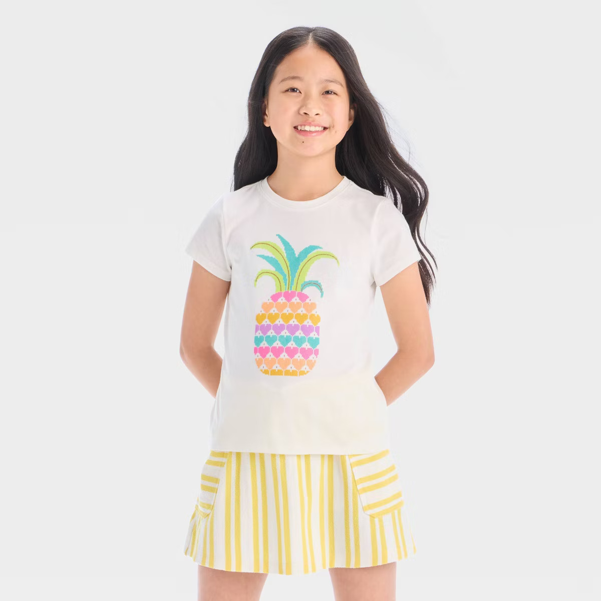 Girls' Short Sleeve Pineapple Graphic T-Shirt - Cat & Jack™ Cream | Target