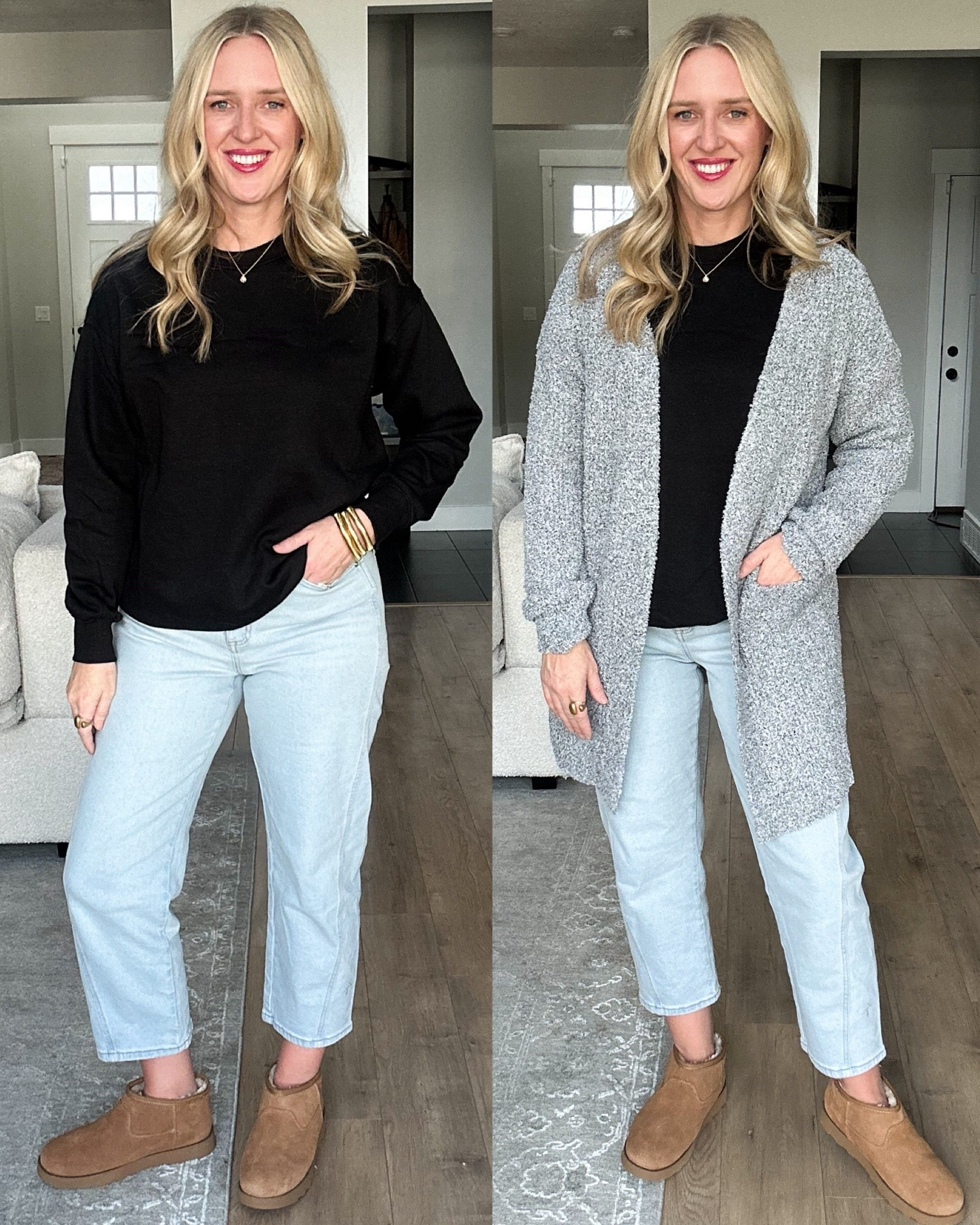 Walmart under $15 outfit idea 🙌 Every single piece is under $15 and such good quality.

• UGG-inspired boots now under $15 — sturdy sole, soft sherpa lining, and they run true to size
• Oversized Abercrombie-inspired fleece-lined sweatshirt only $10 — super soft and warm (wearing size medium)
• Free People-inspired barrel jeans on discount for $12 — great stretch, true to size (wearing my usual size 8)
• Barefoot Dreams-inspired cardigan on sale for $9 — soft, stretchy, and comfy (wearing size large)

These Walmart deals do not last long — such an easy, affordable everyday outfit you’ll reach for nonstop 🤍

#ltkunder50 #ltkunder15 #ltkdeal #ltkfinds #ltkfashion #walmartfashion #walmartstyle #affordablefashion #budgetstyle #everydayoutfit #falloutfit #winteroutfit #lookforless #cozyoutfit #momstyle #casualstyle #styleinspo #outfitideas


#LTKHoliday #LTKFindsUnder50 #LTKSaleAlert