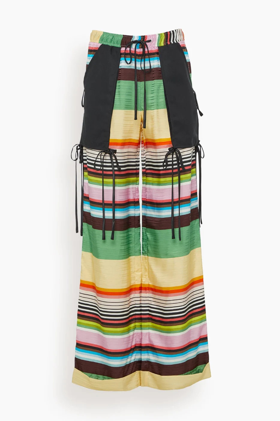 Cassette Stripe Jaquard Drawstring Straight Leg Pants in Sesame Multi | Hampden Clothing