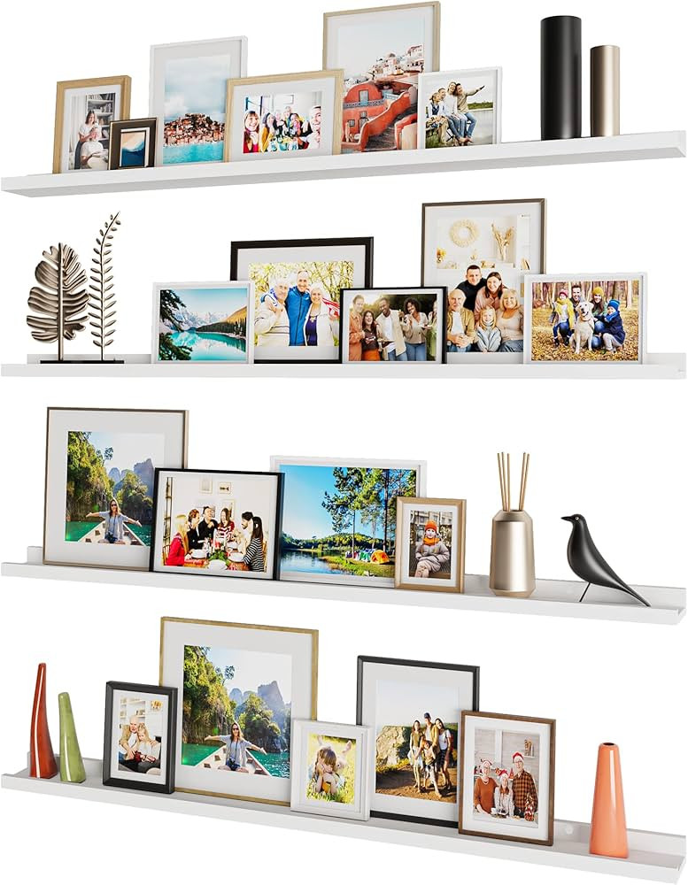 Wallniture Denver 46" White Floating Shelves for Wall Decor, Wall Bookshelves for Living Room, Ph... | Amazon (US)