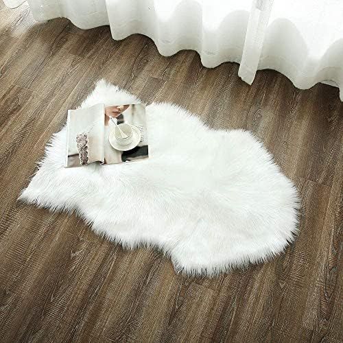 OJIA Deluxe Soft Faux Sheepskin Chair Cover Seat Pad Plain Shaggy Area Rugs for Bedroom Sofa Floor ( | Amazon (US)