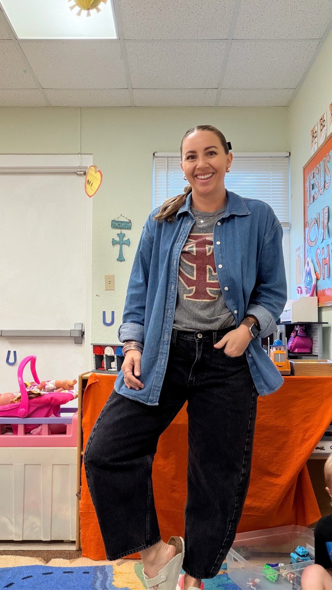 What you can wear as a preschool teacher, wiping runny noses all day with 3 year olds😅

#LTKStyleTip #LTKWorkwear #LTKSeasonal