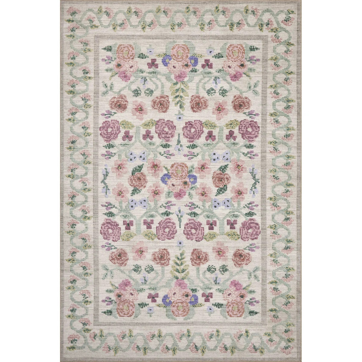 Rifle Paper Co. x Loloi Rosa Ivory Area Rug | Wayfair North America