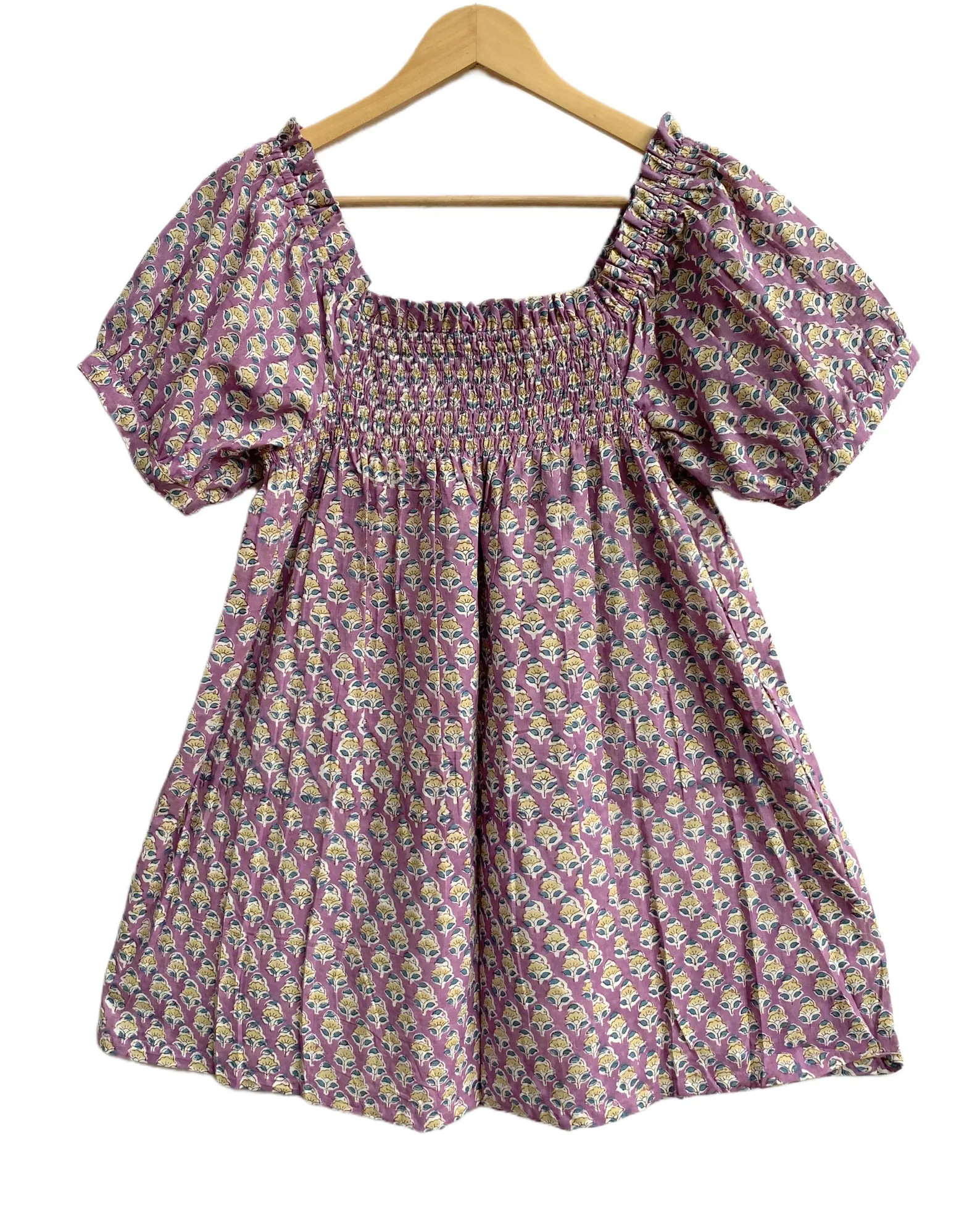 Mauve Purple Floral Buta Hand Block Print Cotton Pajama Set, Women's Matching Top & Shorts - Etsy | Etsy (Global)