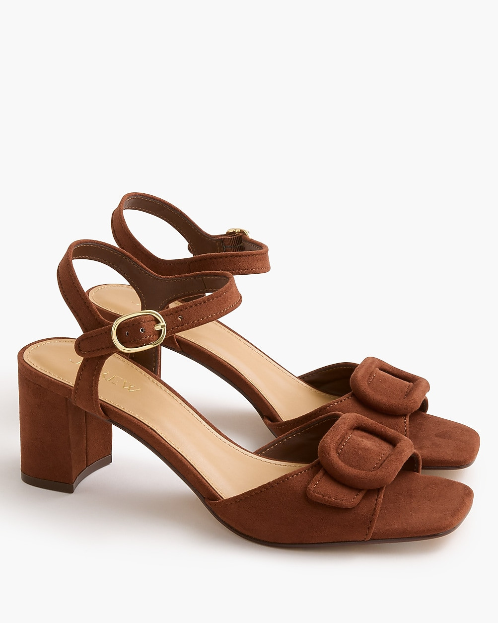 Faux-suede buckle heeled sandals | J.Crew Factory
