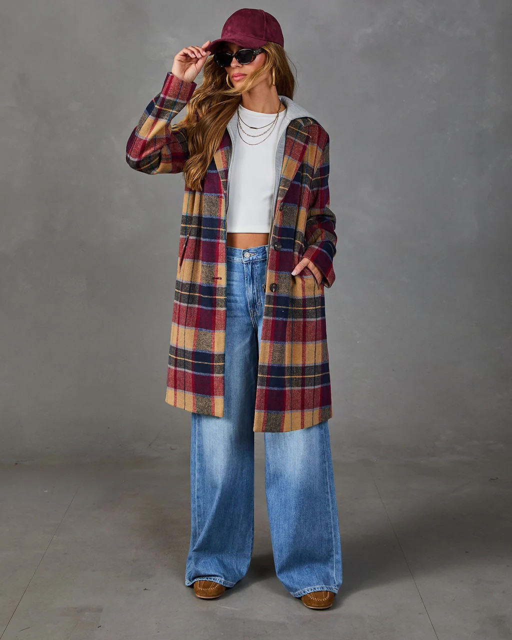 Maplewood Plaid Twofer Hoodie Coat | VICI