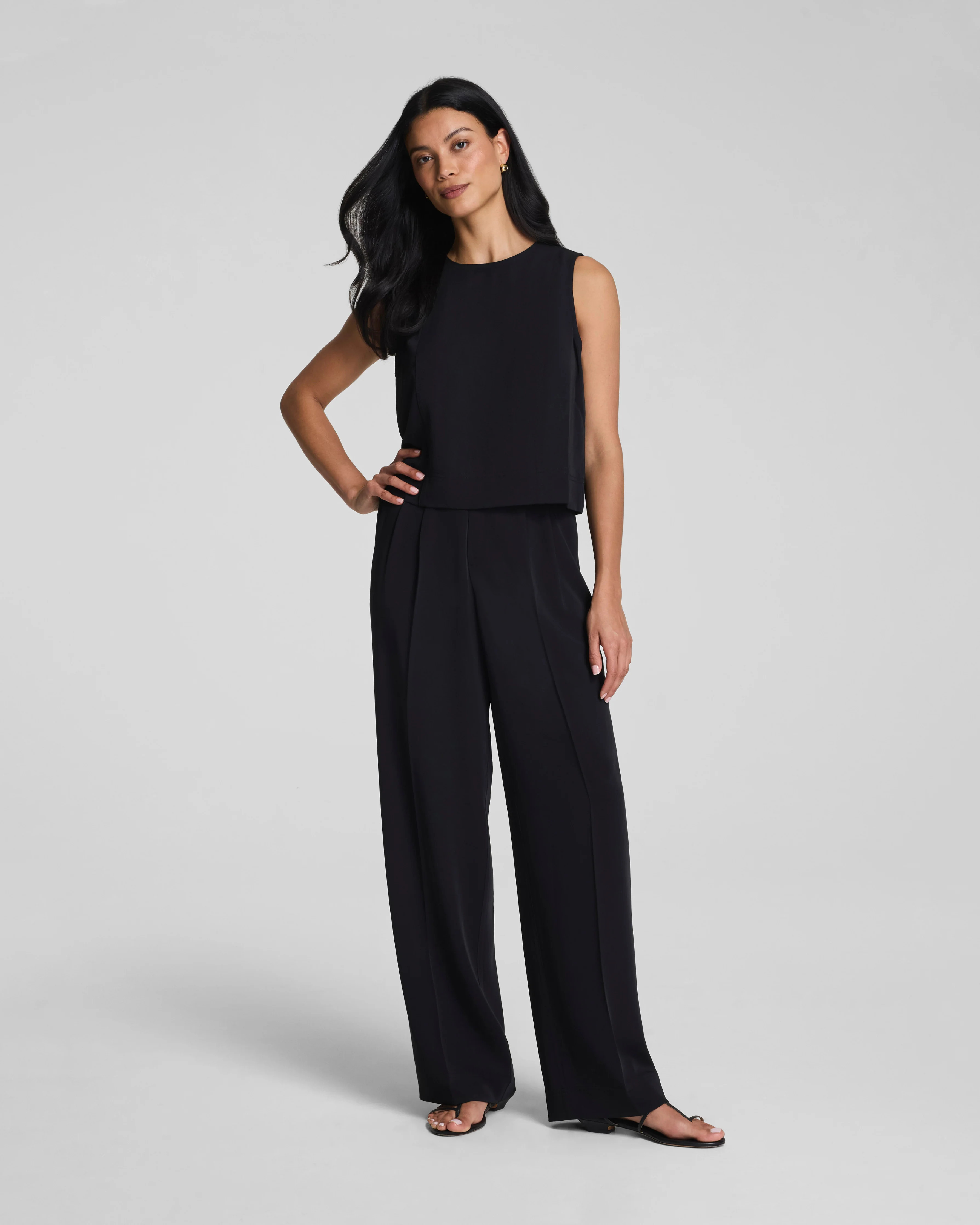 SPANX® CarryOn Pleated Wide Leg Pant | Classic Black Regular / M | Spanx