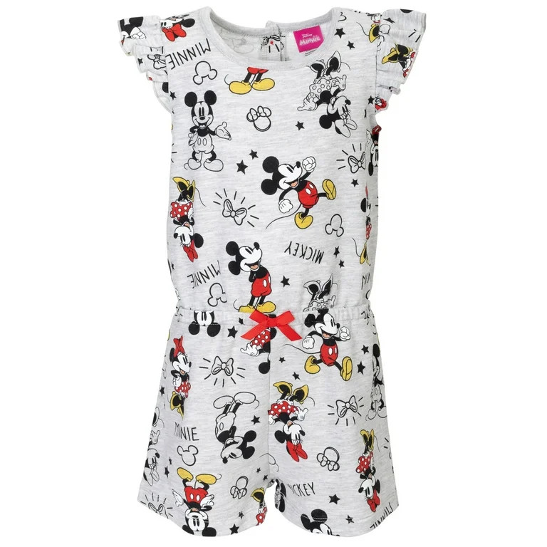Disney Mickey Mouse Minnie Mouse Little Girls Sleeveless Romper Infant to Big Kid | Walmart (US)